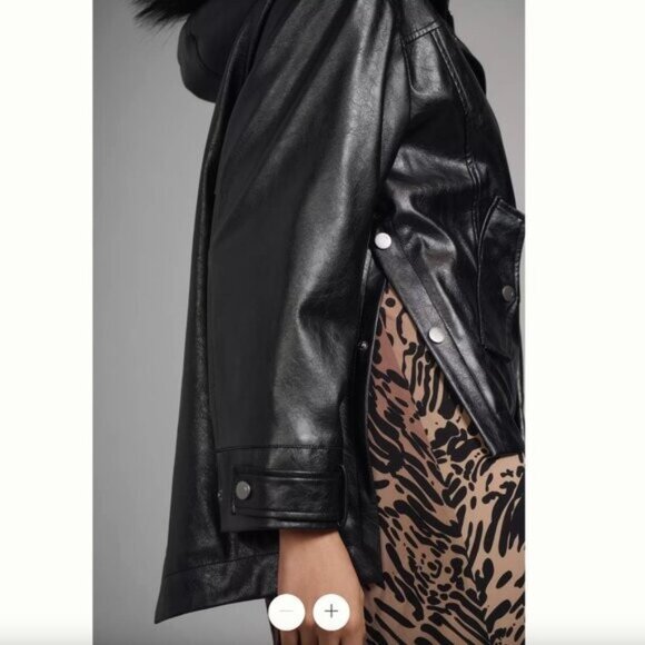 NWT Size L - Anthropologie Pilcro Faux-Leather Hooded Jacket (NWT US$ 178) - Picture 2 of 15